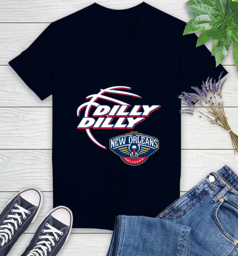 NBA New Orleans Pelicans Dilly Dilly Basketball Sports Women's V-Neck T-Shirt 3