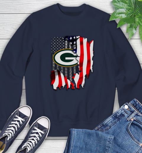 Green Bay Packers NFL Football American Flag Sweatshirt 2