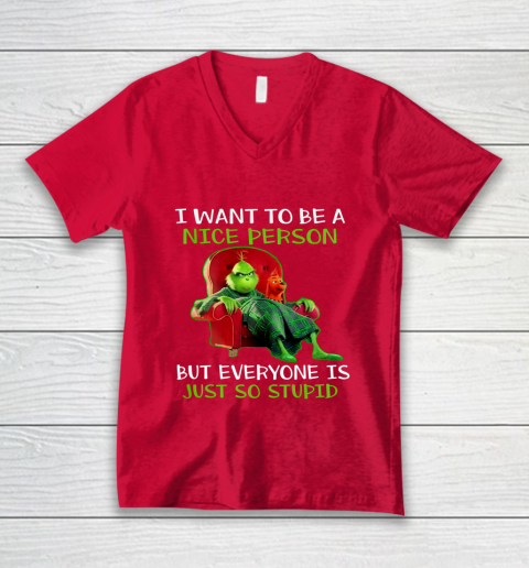 Tee Christmas Grinch Xmas funny quotes V-Neck T-Shirt 6