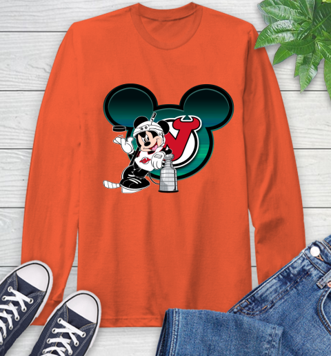 NHL New Jersey Devils Stanley Cup Mickey Mouse Disney Hockey T Shirt Long Sleeve T-Shirt - Image 6