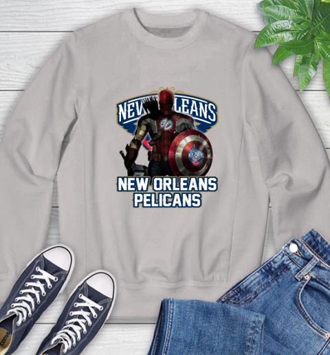 New Orleans Pelicans NBA Basketball Captain America Thor Spider Man Hawkeye Avengers Sweatshirt 12