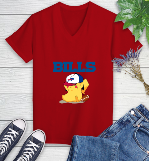 NFL Pikachu Football Sports Buffalo Bills Women's V-Neck T-Shirt 12