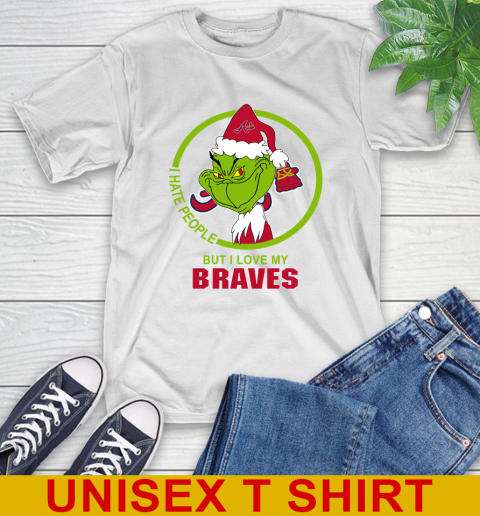 Atlanta Braves MLB Christmas Grinch I Hate People But I Love My Favorite Baseball Team T-Shirt