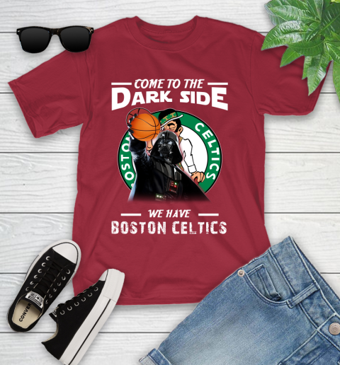 NBA Come To The Dark Side We Have Boston Celtics Star Wars Darth Vader Basketball Youth T-Shirt 14