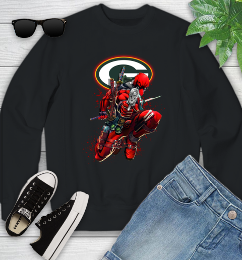 NFL Deadpool Marvel Comics Sports Football Green Bay Packers Youth Sweatshirt 2