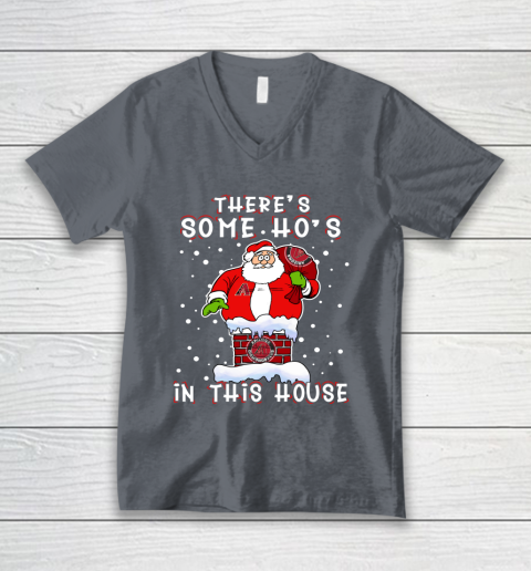 Arizona Diamondbacks Christmas There Is Some Hos In This House Santa Stuck In The Chimney MLB V-Neck T-Shirt 4