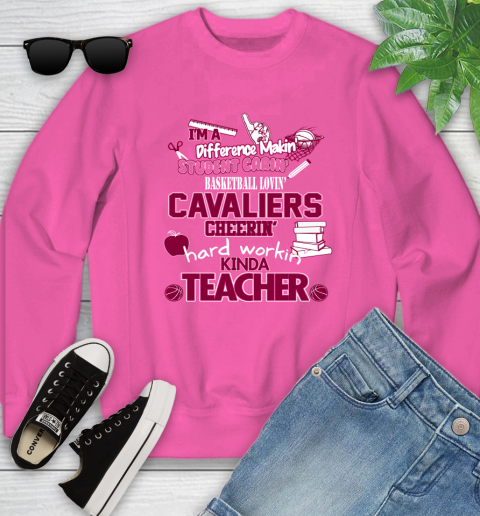 Cleveland Cavaliers NBA I'm A Difference Making Student Caring Basketball Loving Kinda Teacher Youth Sweatshirt 6