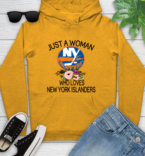 NHL Just A Woman Who Loves New York Islanders Hockey Sports Youth Hoodie 2