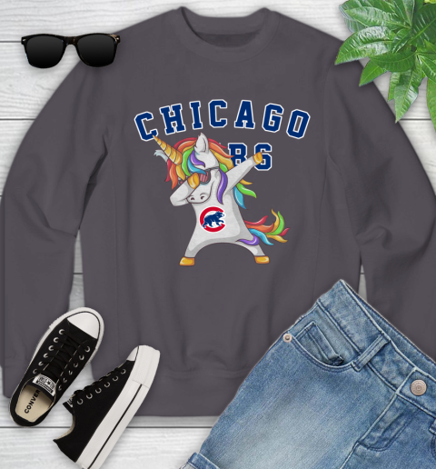 Chicago Cubs MLB Baseball Funny Unicorn Dabbing Sports Youth Sweatshirt 6