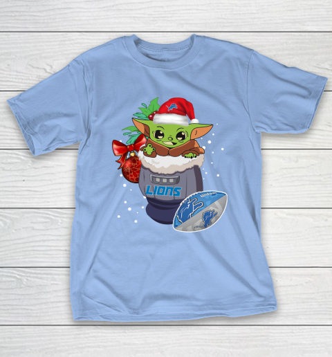 Detroit Lions Christmas Baby Yoda Star Wars Funny Happy NFL T-Shirt 11