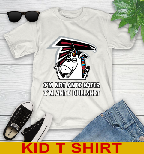 Atlanta Falcons NFL Football Unicorn I'm Not Anti Hater I'm Anti Bullshit Youth T-Shirt