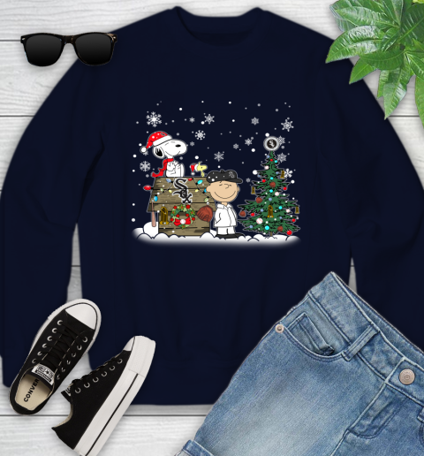 MLB Chicago White Sox Snoopy Charlie Brown Christmas Baseball Commissioner's Trophy Youth Sweatshirt 2