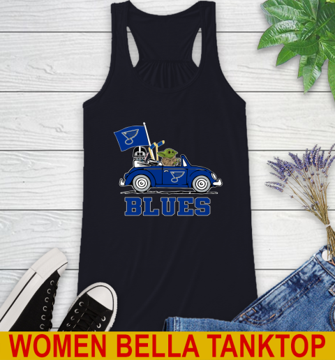 NHL Hockey St.Louis Blues Darth Vader Baby Yoda Driving Star Wars Shirt Racerback Tank 10