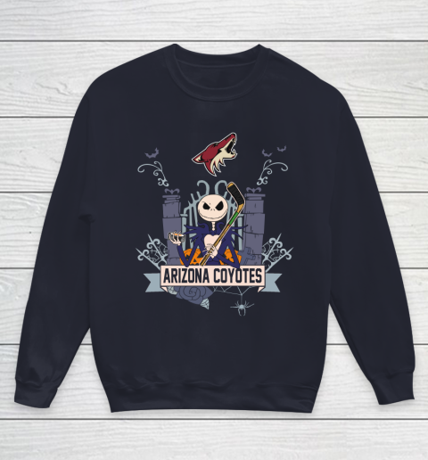 NHL Arizona Coyotes Hockey Jack Skellington Halloween Youth Sweatshirt 3 NHL Arizona Coyotes Hockey Jack Skellington Halloween Youth Sweatshirt - Image 3