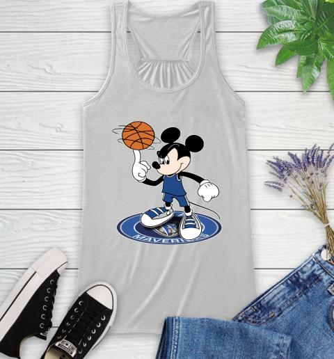 NBA Basketball Dallas Mavericks Cheerful Mickey Disney Shirt Racerback Tank 2