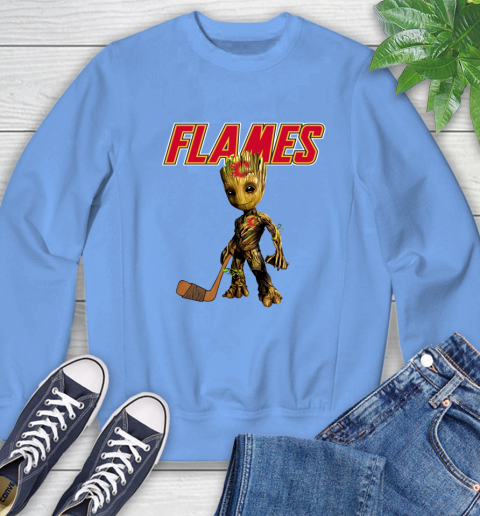 Calgary Flames NHL Hockey Groot Marvel Guardians Of The Galaxy Sweatshirt 11