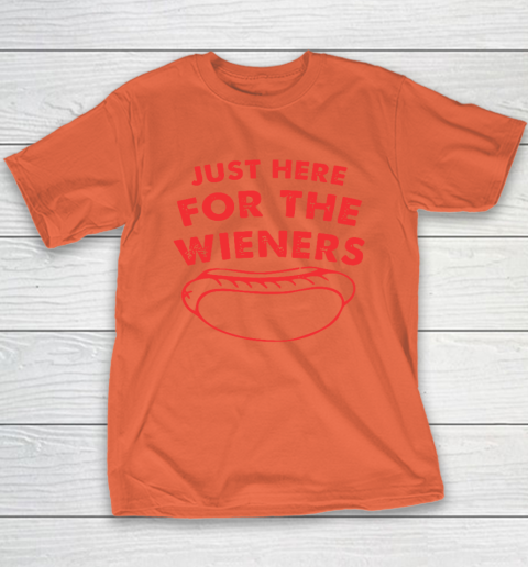 Just Here For The Wieners Funny 4th Of July Youth T-Shirt 2