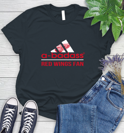 NHL A Badass Detroit Red Wings Fan Adidas Hockey Sports Women's T-Shirt 8