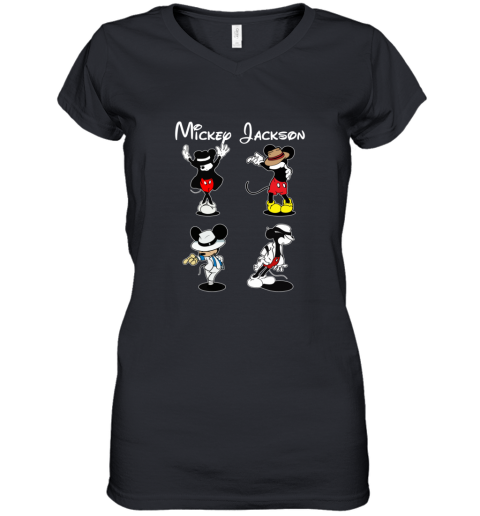 m3zw mickey jackson four style dance micheal jackson women v neck t shirt 39 front black