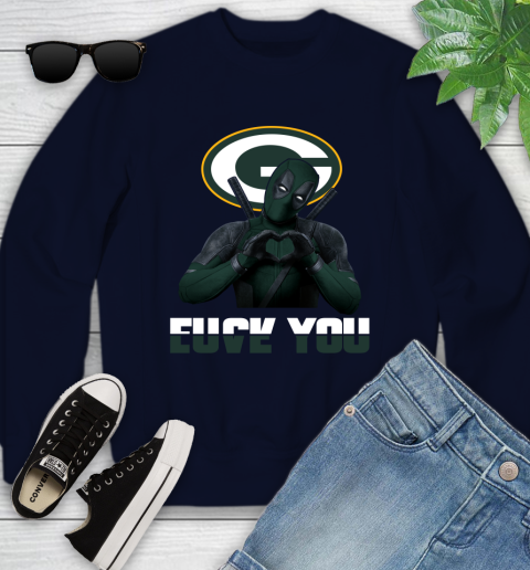 NHL Green Bay Packers Deadpool Love You Fuck You Football Sports Youth Sweatshirt 2