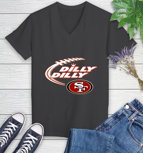NFL San Francisco 49ers Dilly Dilly Football Sports Women's V-Neck T-Shirt 8
