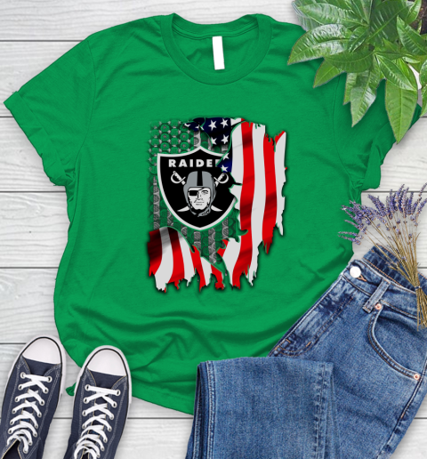 Oakland Raiders NFL Football American Flag Women's T-Shirt 9