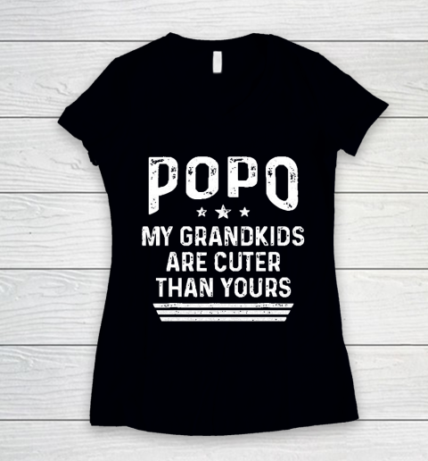 Grandpa Funny Gift Apparel  Popo Grandpa Cuter Grandfather Fathers Day Women's V-Neck T-Shirt