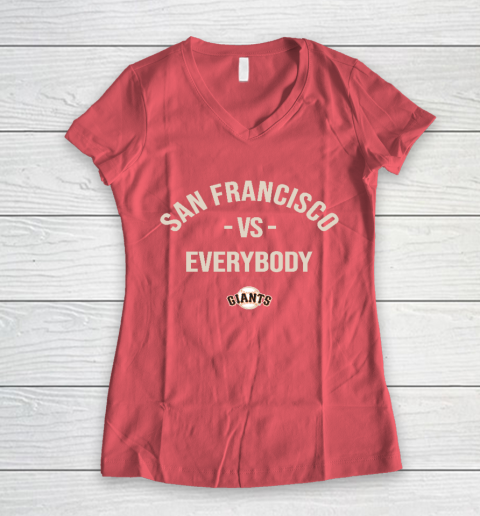 San Francisco Giants Vs Everybody Women's V-Neck T-Shirt 4
