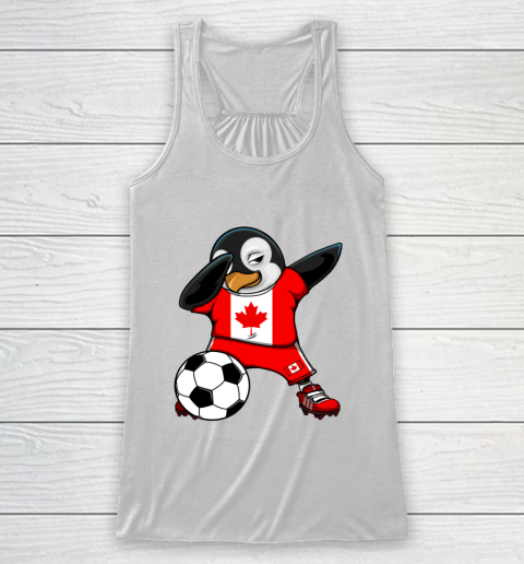 Dabbing Penguin Canada Soccer Fans Jersey Football Lovers Racerback Tank