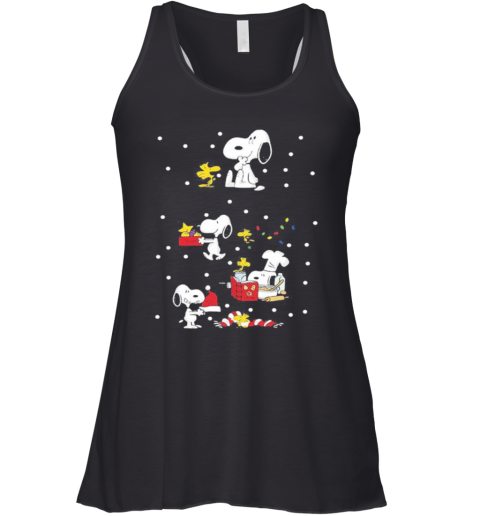 Snoopy And Woodstock Merry Christmas Racerback Tank