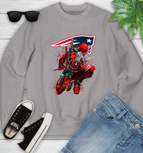 NFL Deadpool Marvel Comics Sports Football New England Patriots Youth Sweatshirt 4