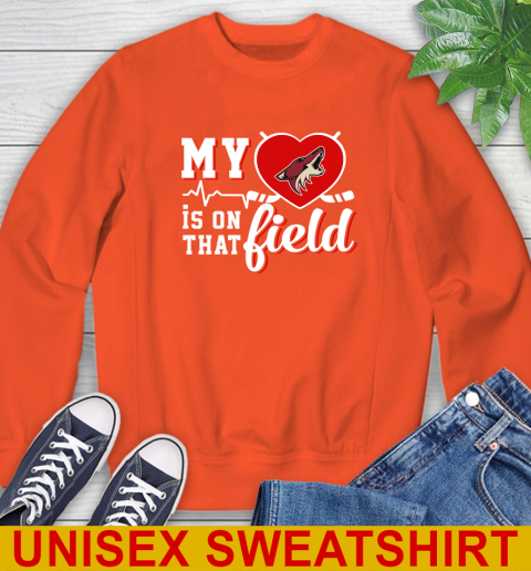NHL My Heart Is On That Field Hockey Sports Arizona Coyotes Sweatshirt 3