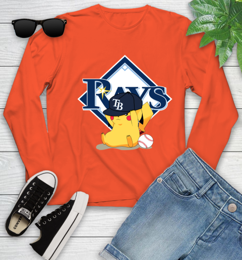 MLB Pikachu Baseball Sports Tampa Bay Rays Youth Long Sleeve 4