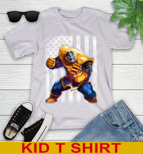 NBA Basketball Toronto Raptors Thanos Marvel American Flag Shirt Youth T-Shirt 4