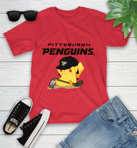 NHL Pikachu Hockey Sports Pittsburgh Penguins Youth T-Shirt 10