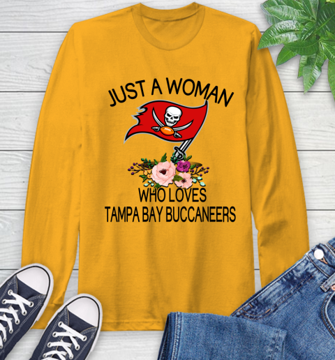 NFL Just A Woman Who Loves Tampa Bay Buccaneers Football Sports Long Sleeve T-Shirt 2