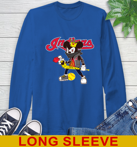 Cleveland Indians MLB Baseball Mickey Peace Sign Sports Long Sleeve T-Shirt 9