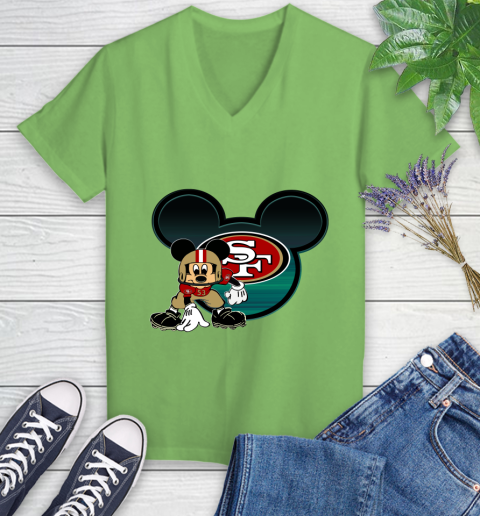 NFL San Francisco 49ers Mickey Mouse Disney Football T Shirt Women's V-Neck T-Shirt 11