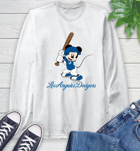 MLB Baseball Los Angeles Dodgers Cheerful Mickey Mouse Shirt Long Sleeve T-Shirt 2