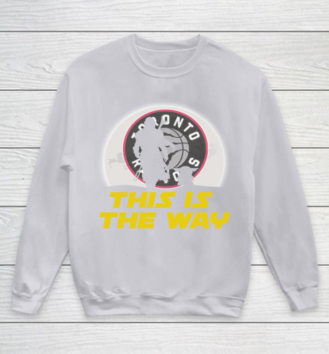 Toronto Raptors NBA Basketball Star Wars Yoda And Mandalorian This Is The Way Youth Sweatshirt 3