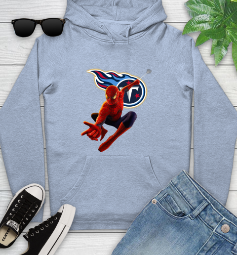 NFL Spider Man Avengers Endgame Football Tennessee Titans Youth Hoodie 10