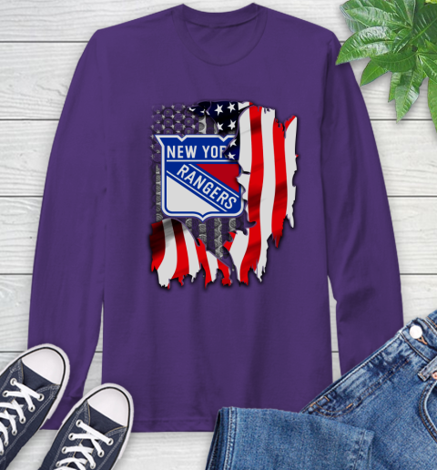 New York Rangers NHL Hockey American Flag Long Sleeve T-Shirt 5