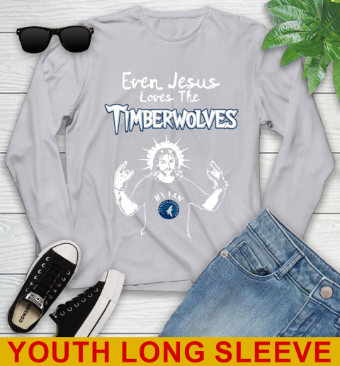Minnesota Timberwolves NBA Basketball Even Jesus Loves The Timberwolves Shirt Youth Long Sleeve 5