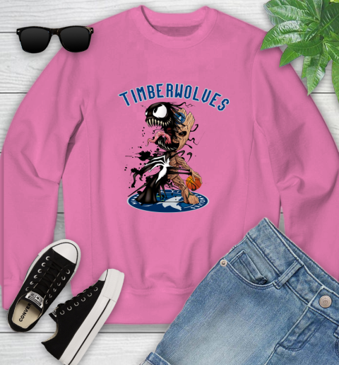 NBA Minnesota Timberwolves Basketball Venom Groot Guardians Of The Galaxy Youth Sweatshirt 7