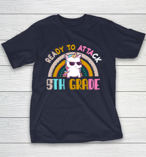 Back to school shirt Ready To Attack 5th grade Unicorn Youth T-Shirt 2