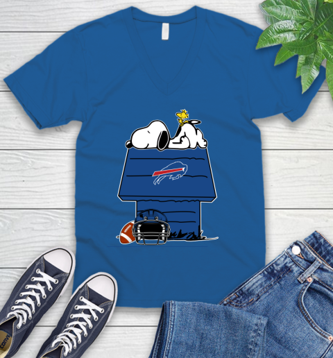 Buffalo Bills NFL Football Snoopy Woodstock The Peanuts Movie V-Neck T-Shirt 6