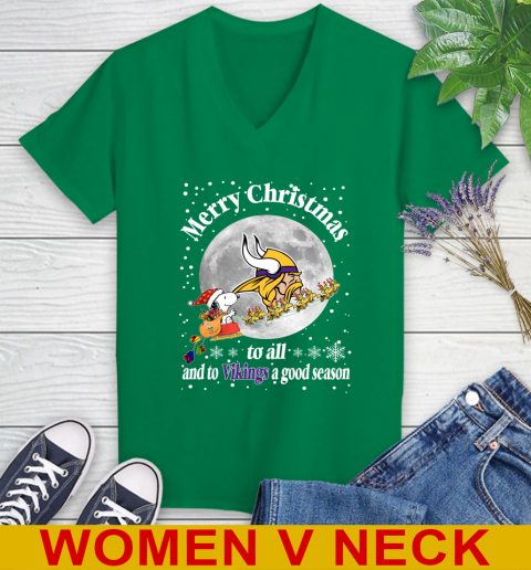 Minnesota Vikings Merry Christmas To All And To Vikings A Good Season NFL Football Sports Women's V-Neck T-Shirt 5
