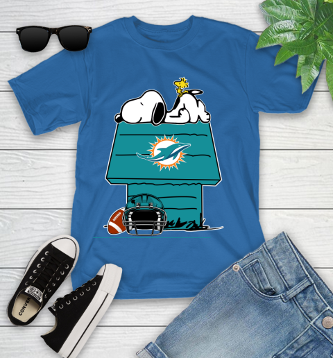 Miami Dolphins NFL Football Snoopy Woodstock The Peanuts Movie Youth T-Shirt 9