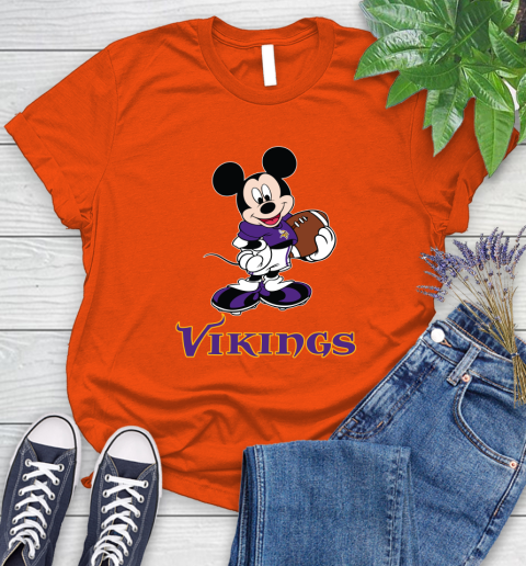 NFL Football Minnesota Vikings Cheerful Mickey Mouse Shirt Women's T-Shirt 4