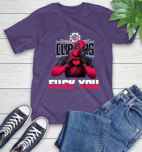 NBA LA Clippers Deadpool Love You Fuck You Basketball T-Shirt 5